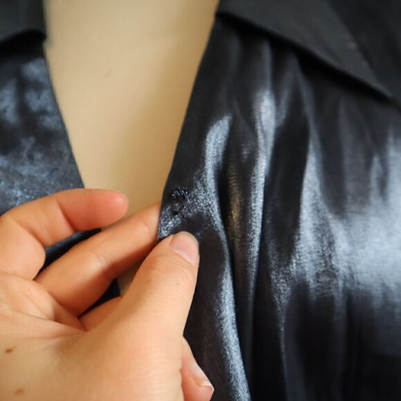 NWT Vintage Conrad C Collections Satin Blue Wrap Blouse Size 8 - Picture 4 of 10